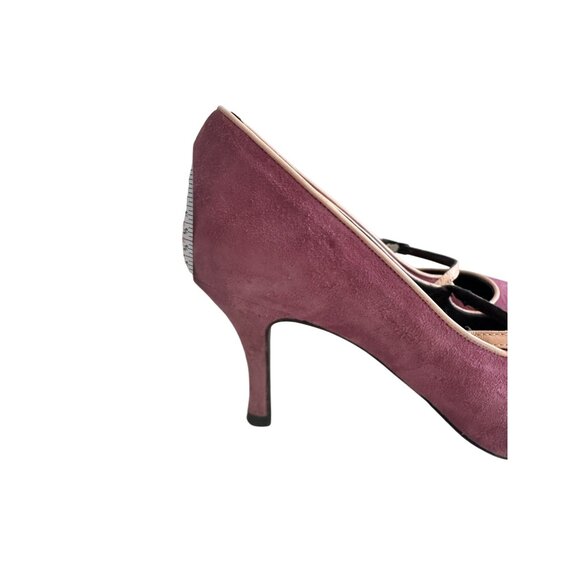 MARTINEZ VALERO Purple Suede Mary Janes Heels Size 9 1/2 - Picture 2 of 8